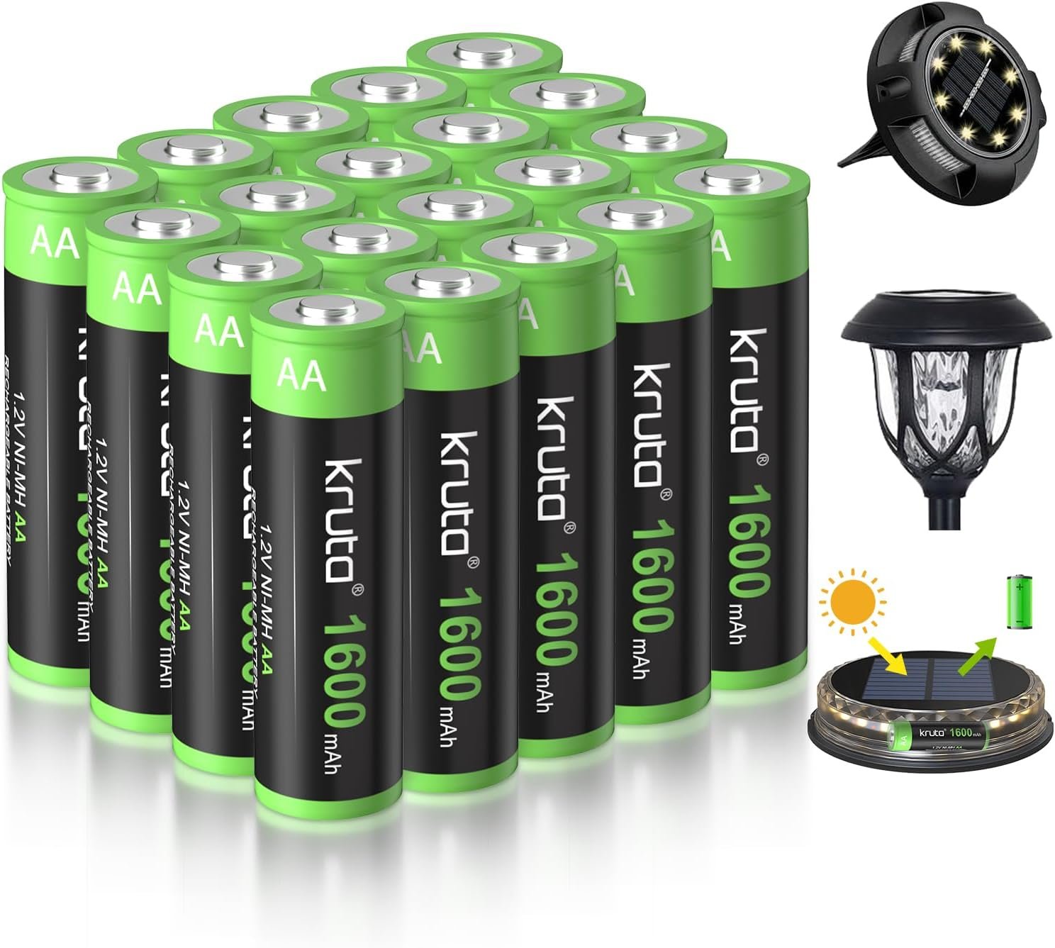 20-PackRechargeableAABatteriesPre-Charged_1600mahNiMHRechargeableAASolorBatteriesDoubleABatteryforOutdoorSolarLights.jpg Solar Light Rechargeable AA Battery 1600mAh NiMH 1.2V Low Self-Discharge – 20 Pack - Image 1
