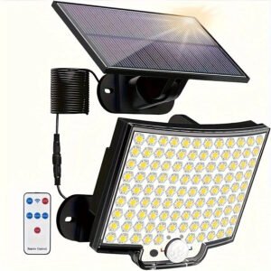 Solar Powered Motion Sensor Lights Outdoor - 106LED Split Solar Floodlight with Remote, 3 Modes, IP45 Waterproof (106LED with Remote)