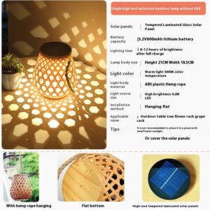 Best Outdoor Lights Nooriva Solar Garden Lantern LED Hanging Light with Retro Hollow Bamboo Design for Patio Yard Garden Decor