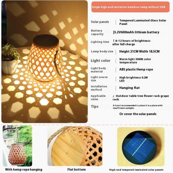 Best Outdoor Lights Nooriva Solar Garden Lantern LED Hanging Light with Retro Hollow Bamboo Design for Patio Yard Garden Decor