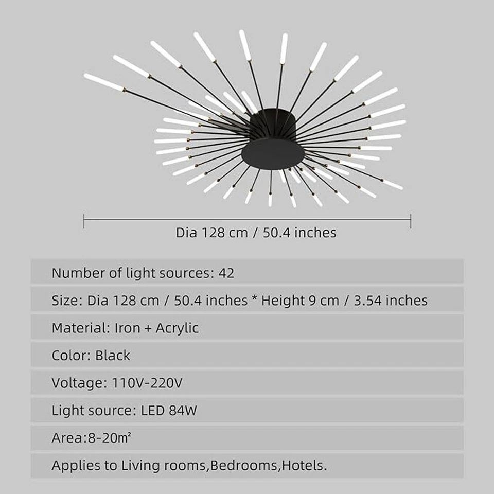 128cm Nordic LED Ceiling Light – Modern Metal Statement Ceiling Fixture