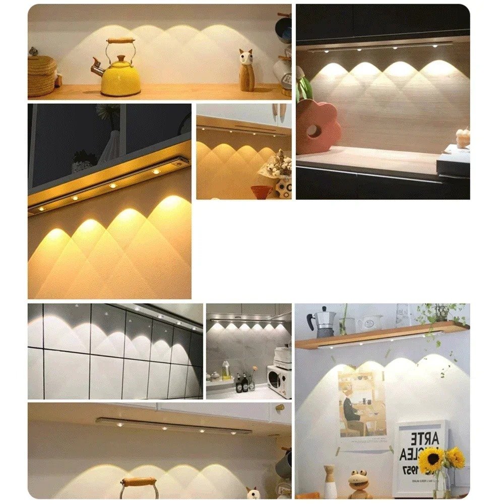 Wireless Motion Sensor Under Cabinet Lights – Rechargeable 3-Color LED Cabinet Light