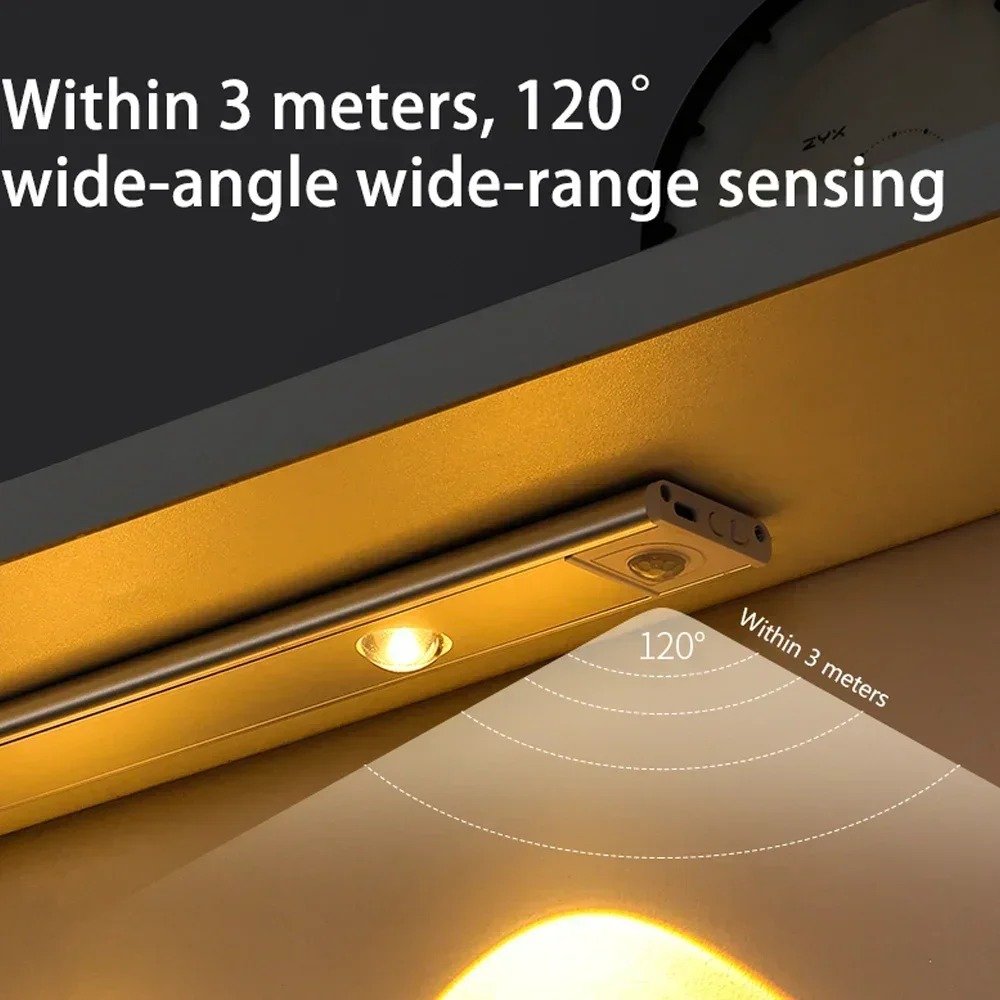 Wireless Motion Sensor Under Cabinet Lights – Rechargeable 3-Color LED Cabinet Light