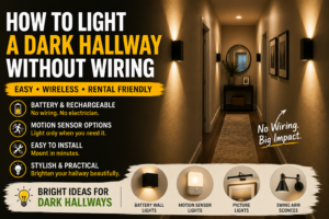 How to light a dark hallway without wiring using battery wall lights, motion sensor lights and decorative sconces