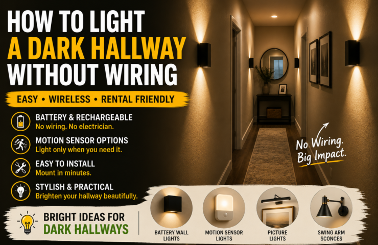 How to light a dark hallway without wiring using battery wall lights, motion sensor lights and decorative sconces