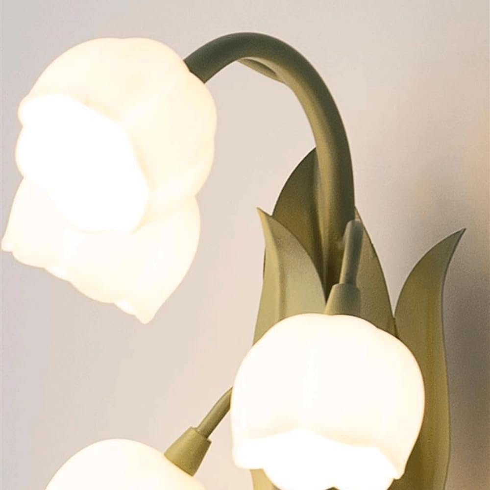 Flush Mount Wall Sconce – 5-Light Lily Green Glass Wall Lamp