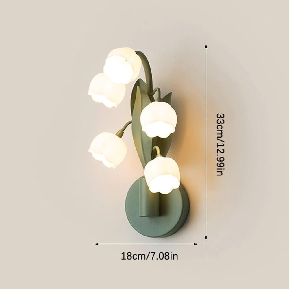Flush Mount Wall Sconce – 5-Light Lily Green Glass Wall Lamp