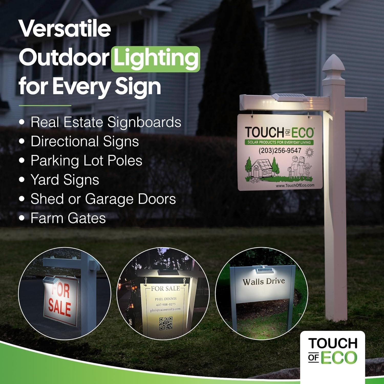 Solar Sign Lights Outdoor for Real Estate Yard Signs, Dual-Sided LED