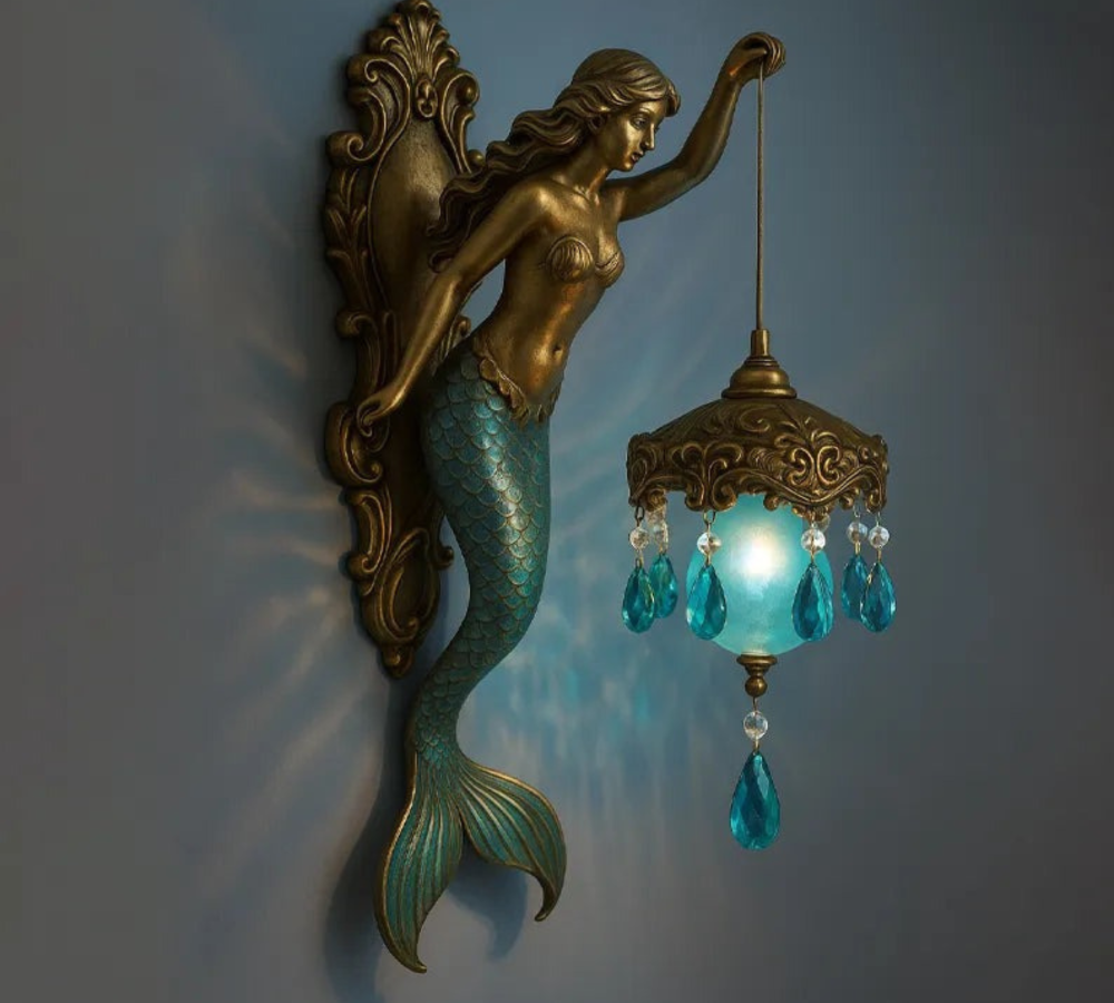 Mermaid wall lamp ocean decor LED light for bedroom aesthetic